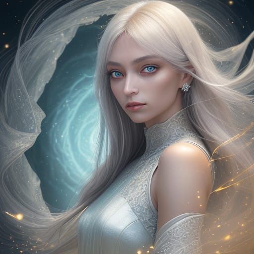 Ethereal Woman with a Portal in Her Eye