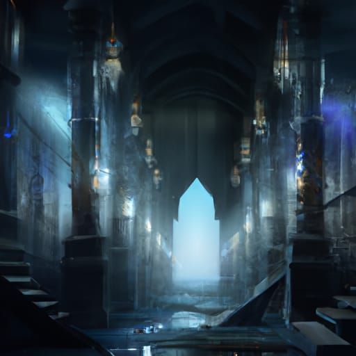 Dramatic Dark Hall Digital Matte Painting
