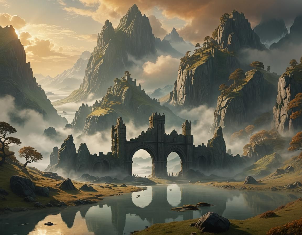 Mystical Isle of Avalon: Druid Procession at Dawn