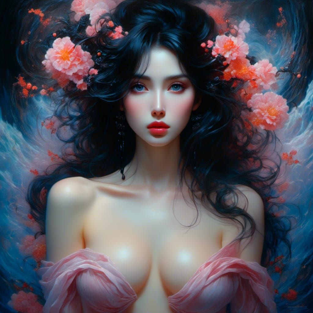 Gothic Noir Portrait of a Japanese Woman