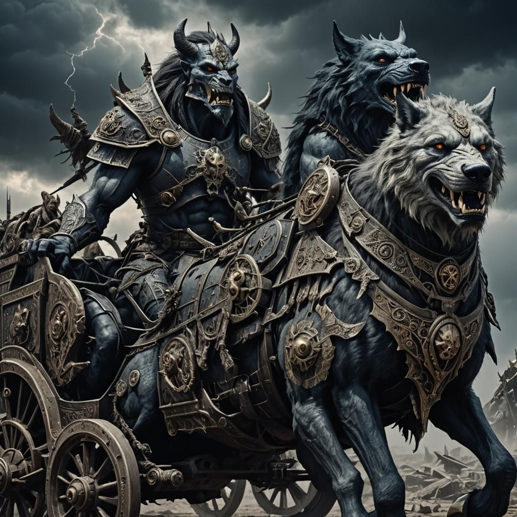 Dark Fantasy War Chariot in Barren Wasteland
