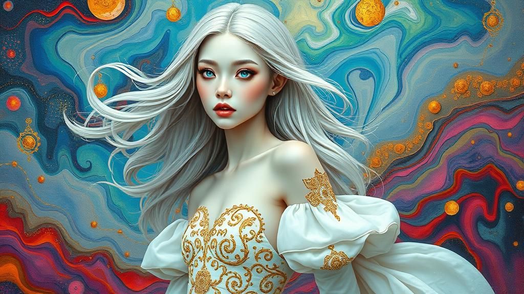 Beautiful Alien Hybrid in Surreal Dreamscape, Photorealistic...