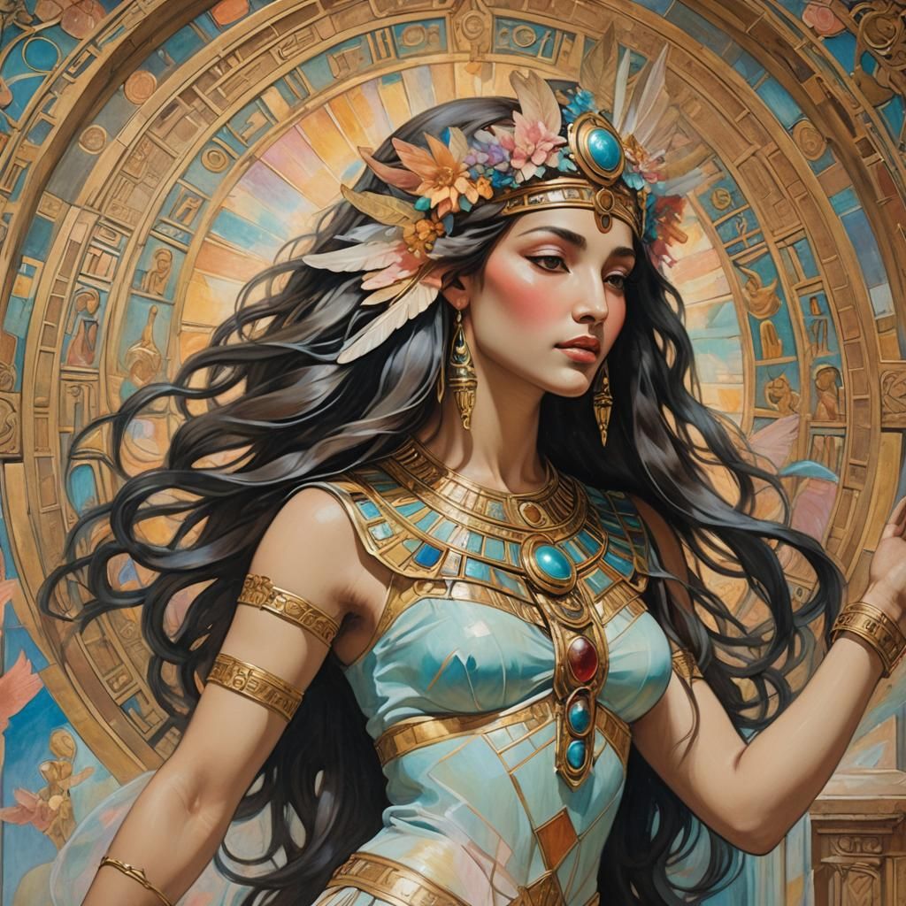 Radiant Egyptian Goddess in Art Nouveau Style