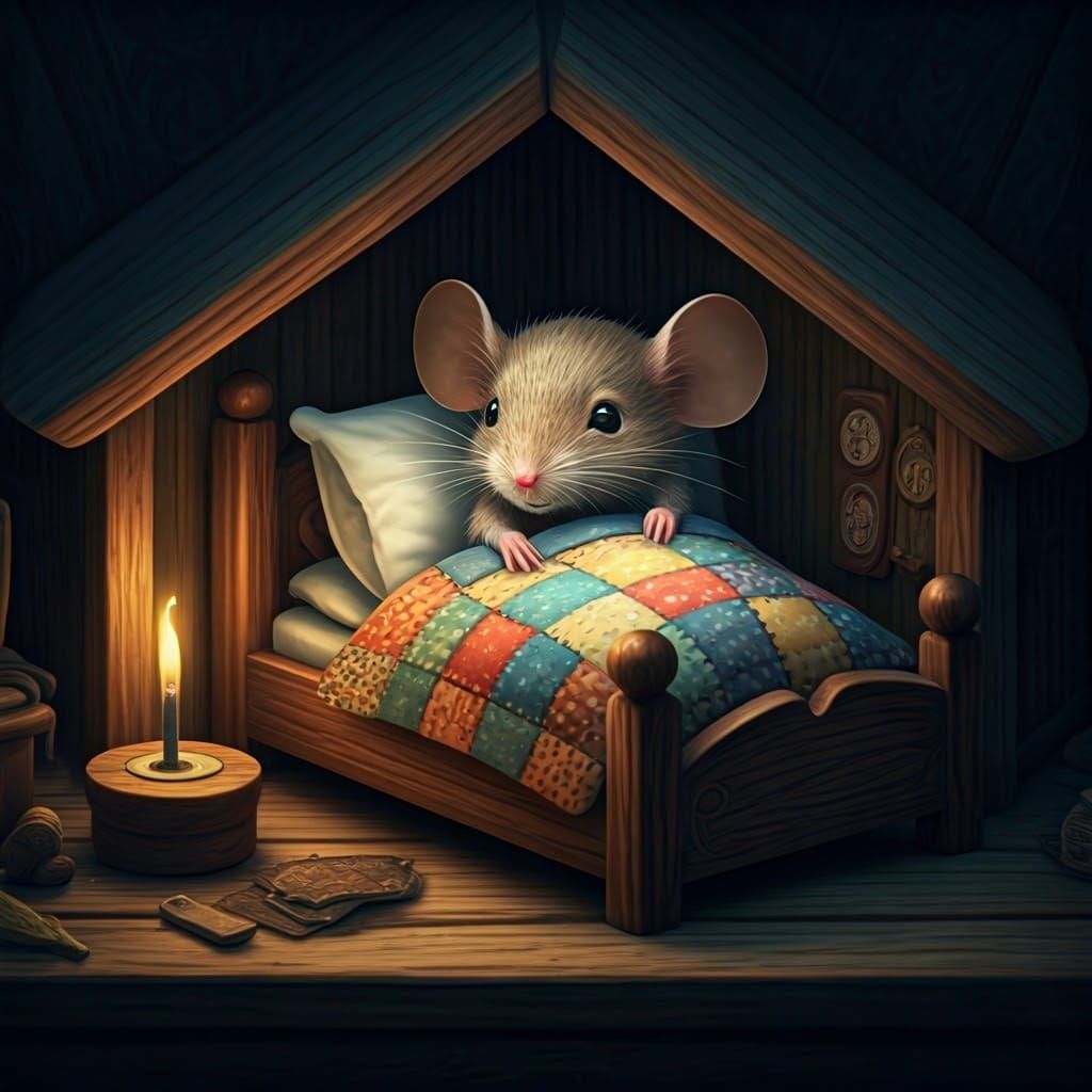 Miniature Mouse in Whimsical Dollhouse Sanctuary