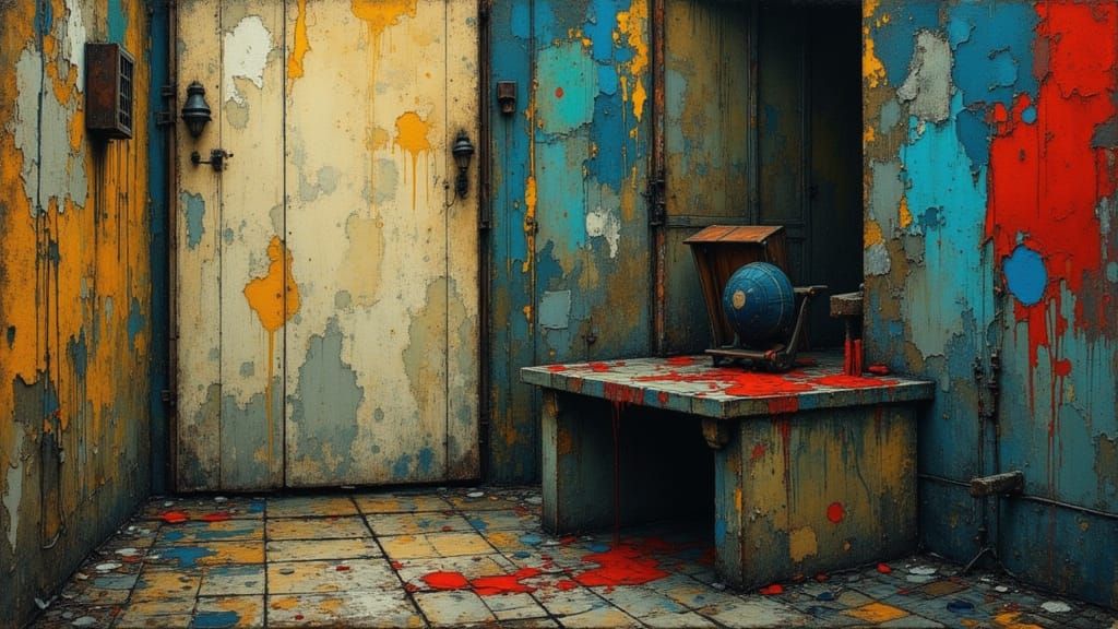 Dark Portrait of a Melancholy Figure Knocking