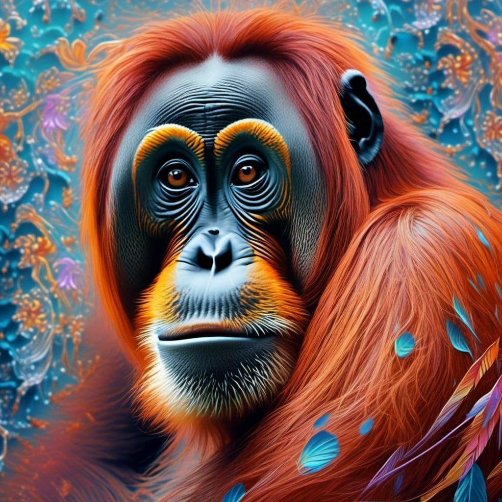 Pastel Orangutan in Abstract String Theory