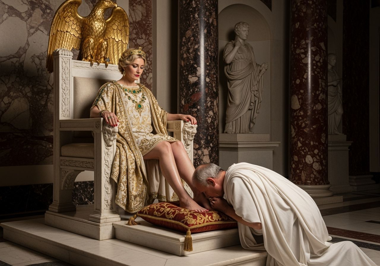 Empress Messalina on Marble Throne with Gold Eagle