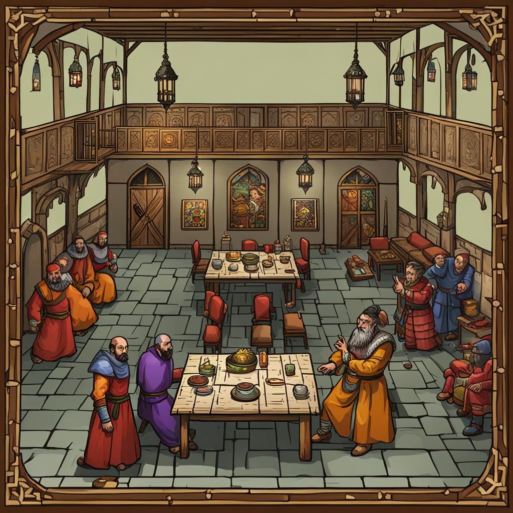 Banquet hall: Medieval Lair: monk: king: jester 2