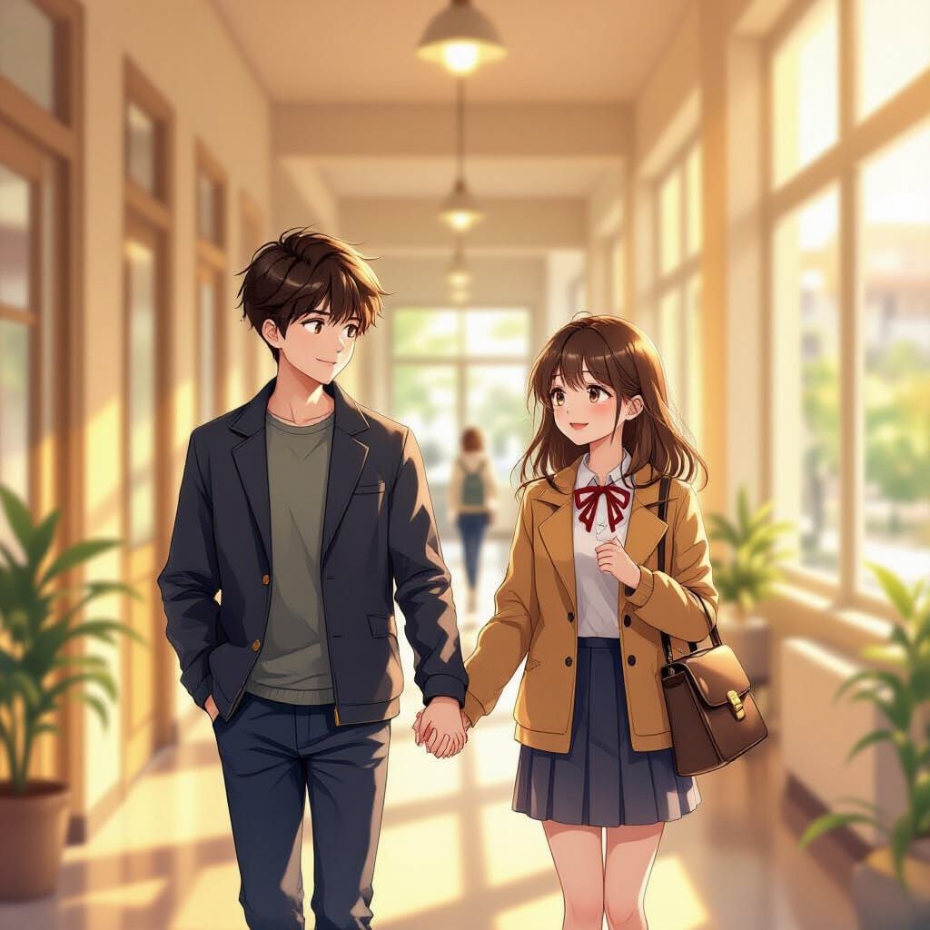 Campus Romance Cover Art in Manhwa Style