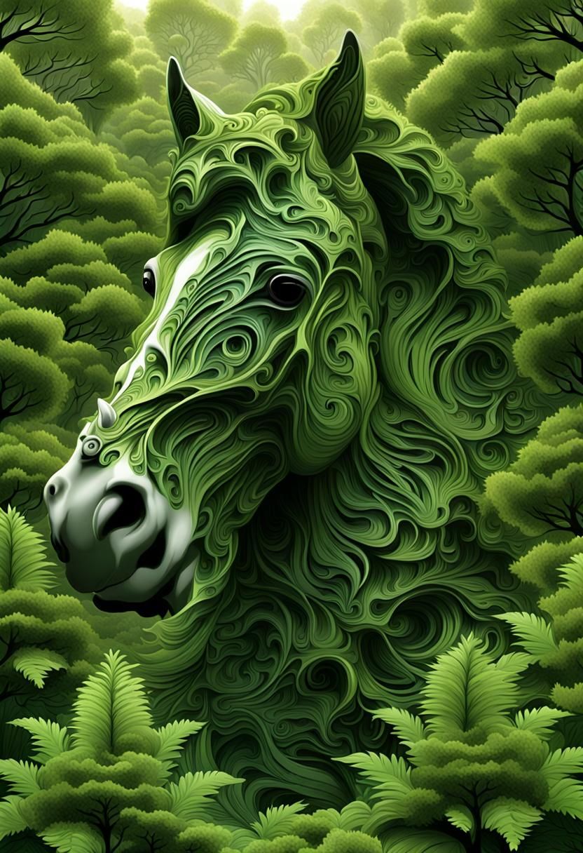 Hidden Horse Head in Fractal Forest