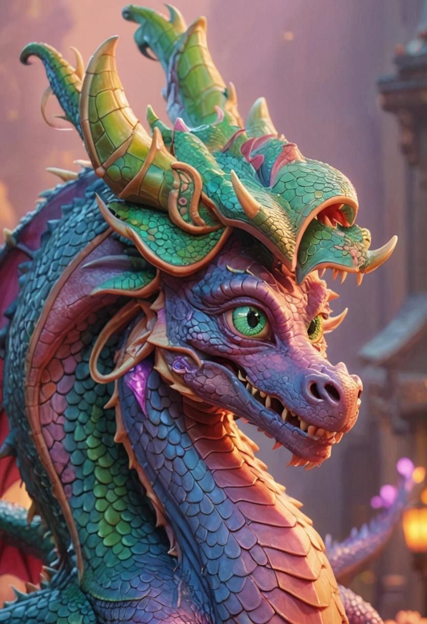 Feminine Dragon: 3D Digital Art Masterpiece