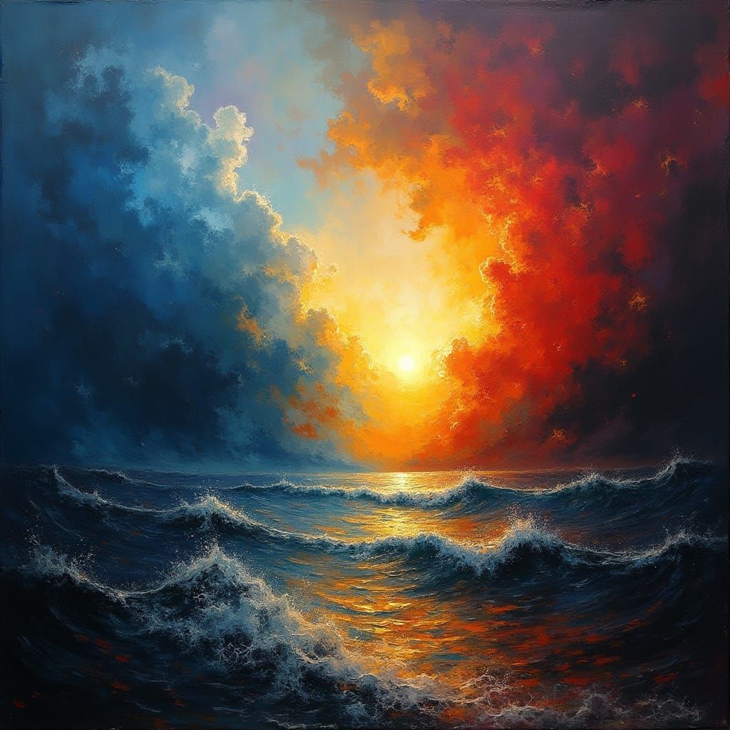 Cosmic Clash of Baltic Gods in Vibrant, Expressive Colors