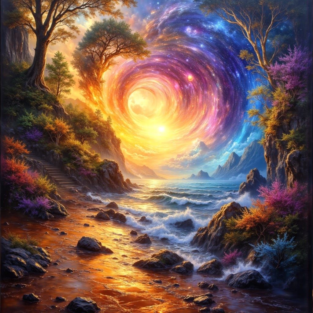 Heavenly Alignment: A Hyperdetailed Oil Painting