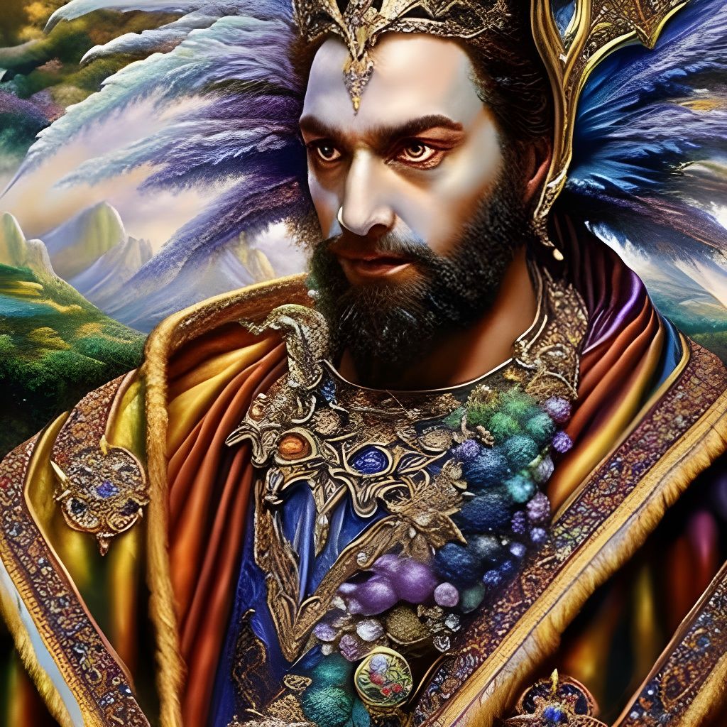 Charismatic Wizard Works Magic in Hyperrealistic Painting