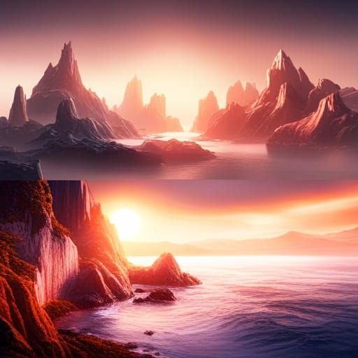 Dreamcore Scenes in Detailed Matte Painting Style