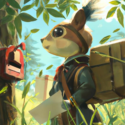 Squirrel Postman in Anime Key Visual Style
