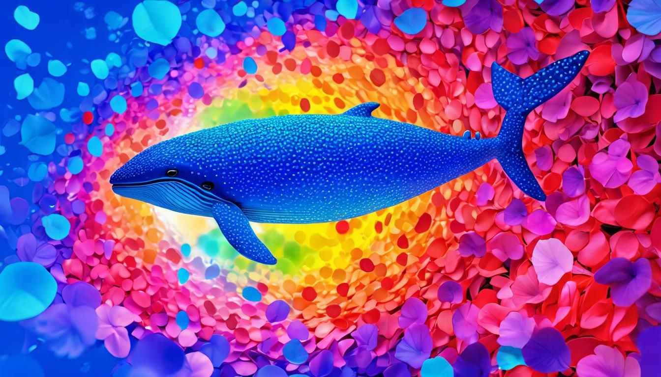 Blue 🐋 of LEDS swims through a tunnel of flower petals #AI ...