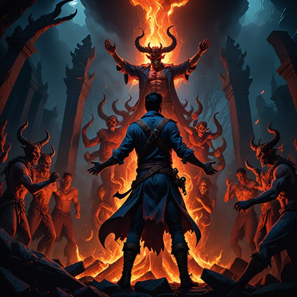 Ash Williams' Demonic Prayer: Dark Fantasy Concept Art