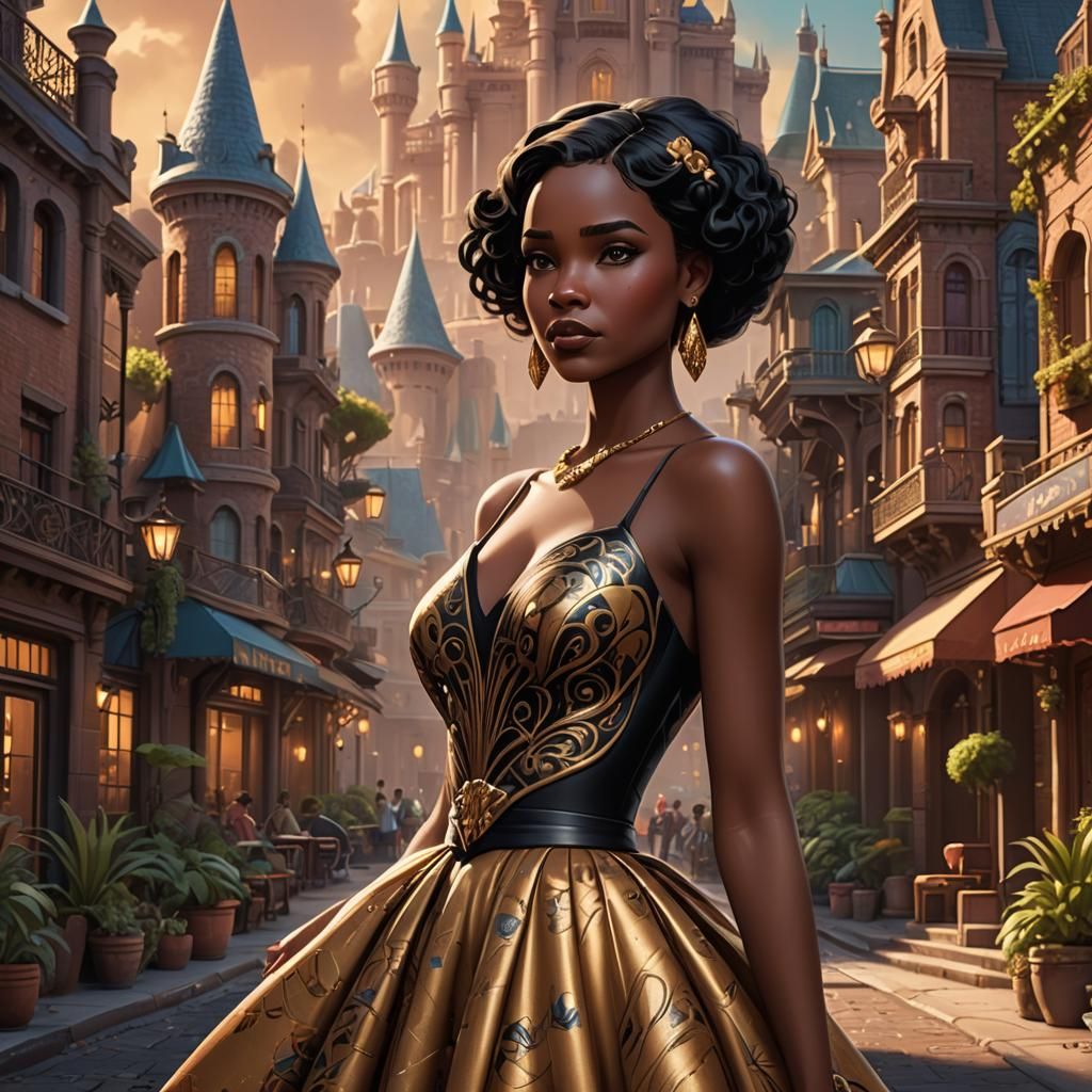 Cute African Lady in Art Deco Style