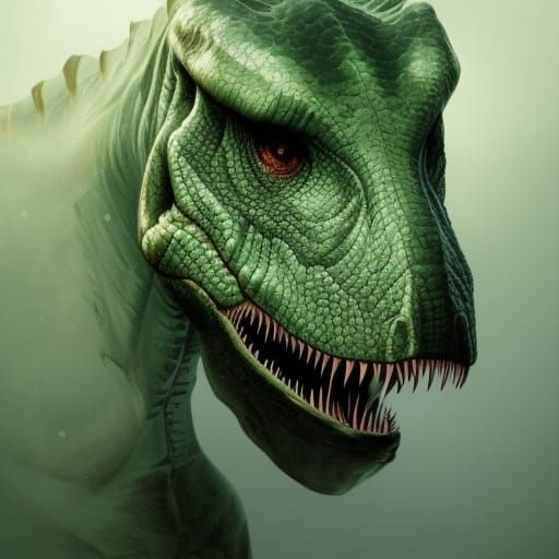 Green Dinosaur Hybrid Portrait in Detailed Digital Art