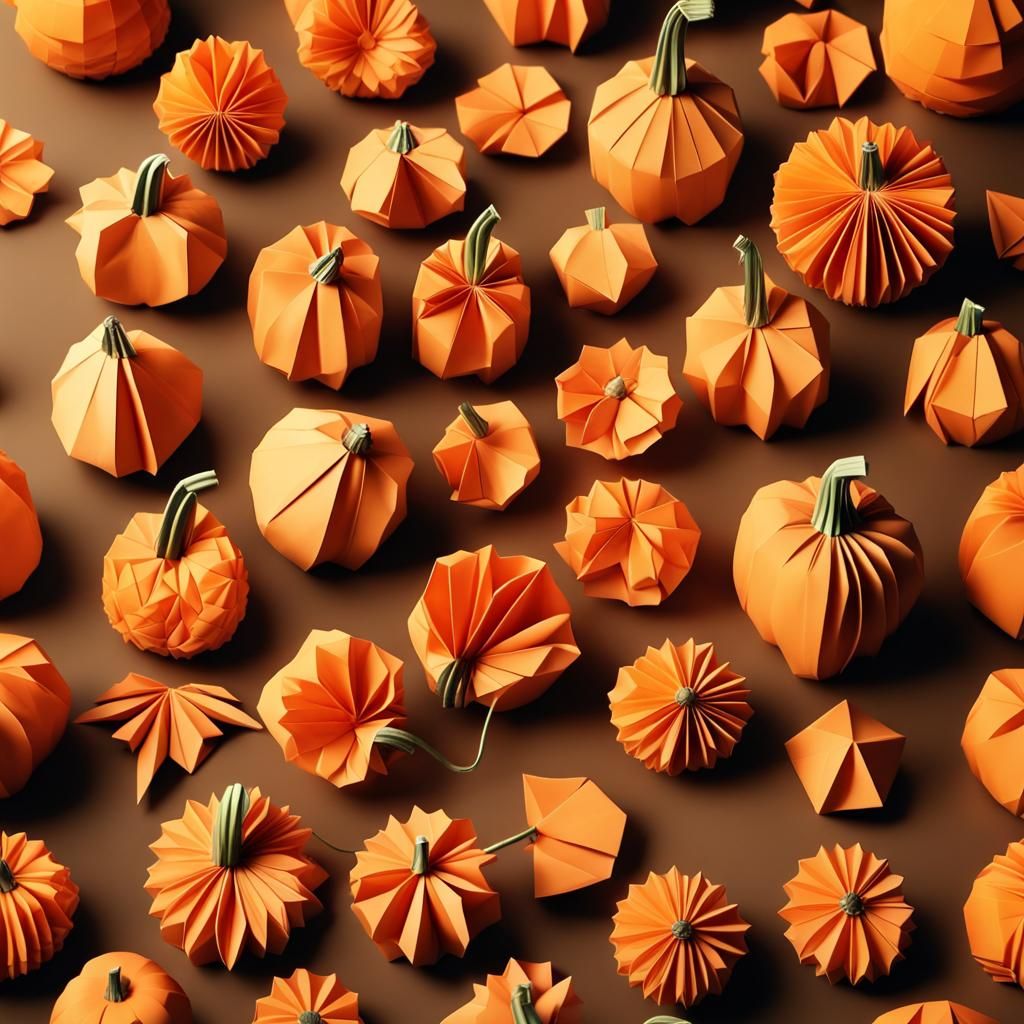 Origami Pumpkins Papercraft in 8K Resolution