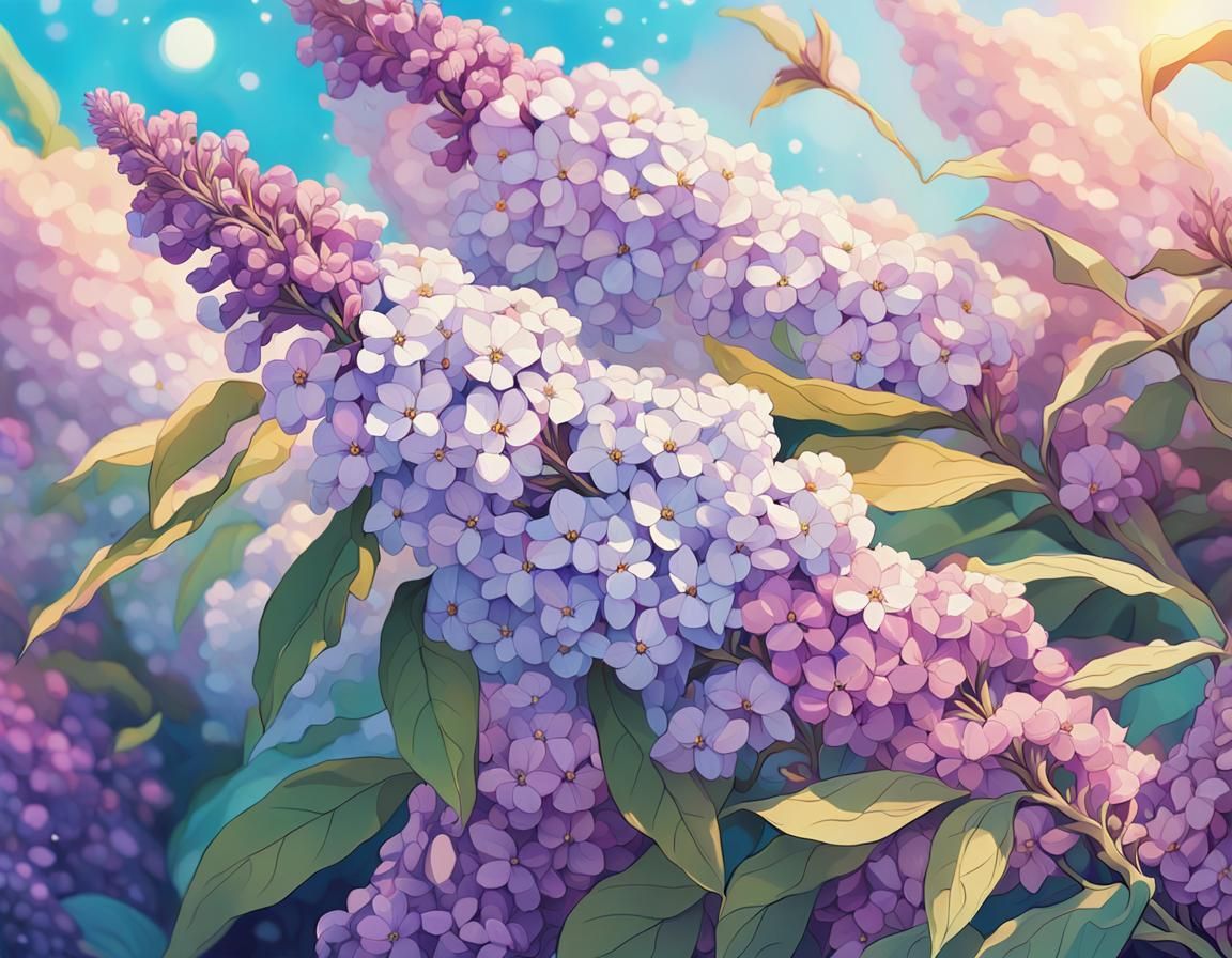 Buddleia Flowers in Anime Style: Whimsical Garden