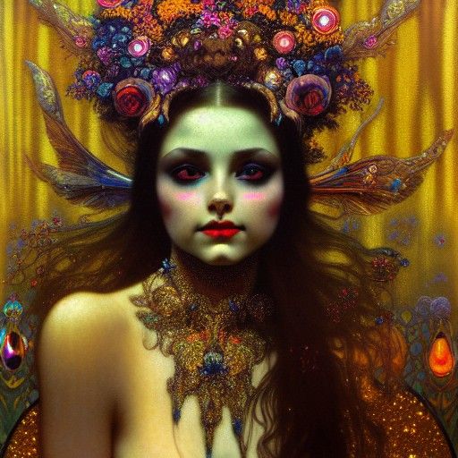 Dark Princess of Skulls Portrait in Oil