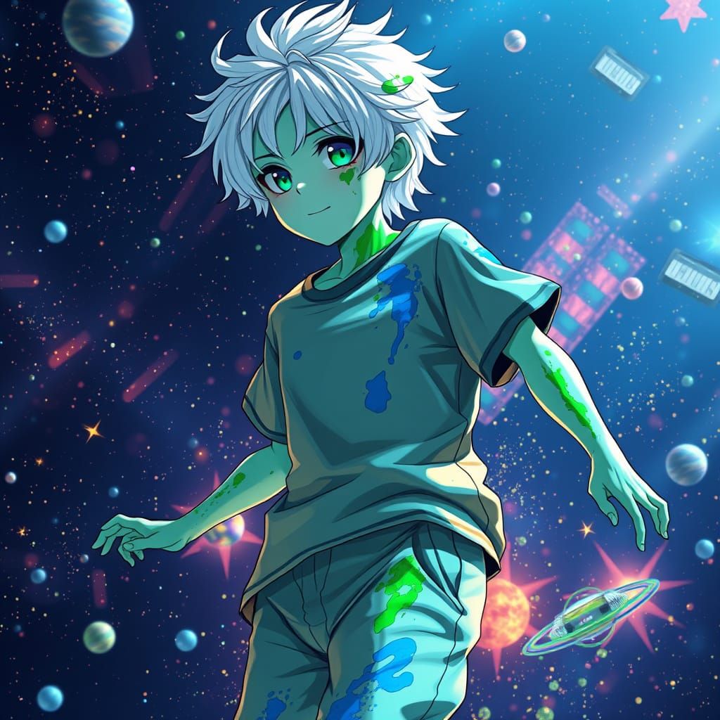 Anime Boy in Space: 3D Concept Art