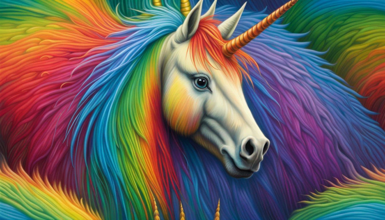 Rainbow Unicorn Fantasy Art in Hyperrealistic Style
