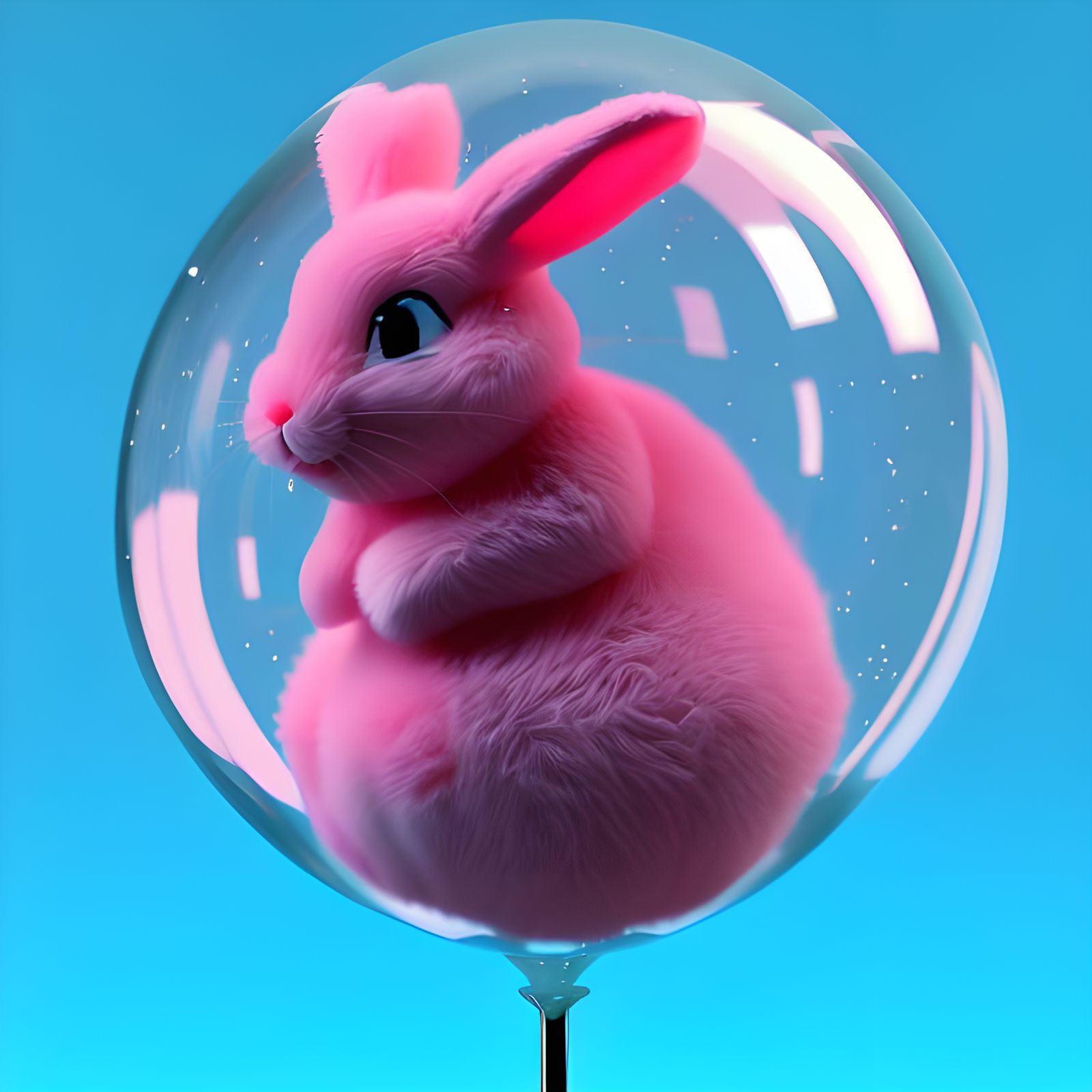 Adorable Candy Rabbit in Crystal Sphere, 8K 3D