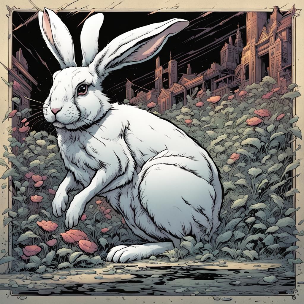 Rabbits in Comic Book Art Style