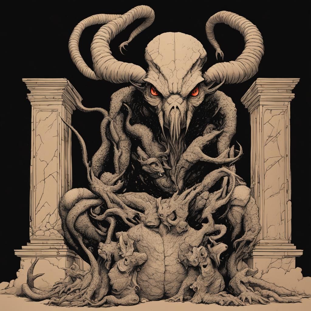 Greek God Marble Statue in Cyberpunk Style