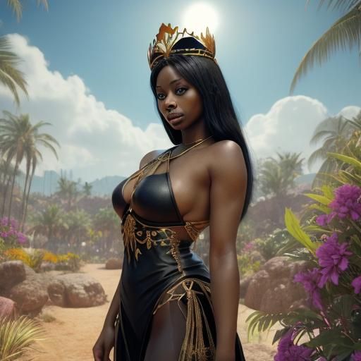 Black Hebrew Queen in a Lush Garden