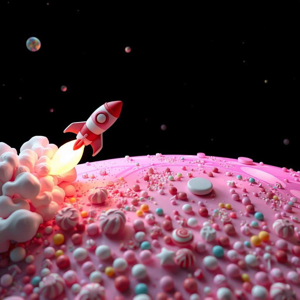 Candy Cane Rocket Flies to Candy Planet