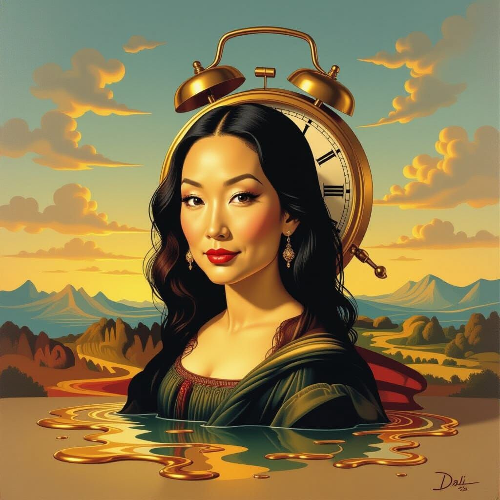 Surreal Lucy Liu Caricature by Salvador Dali Style