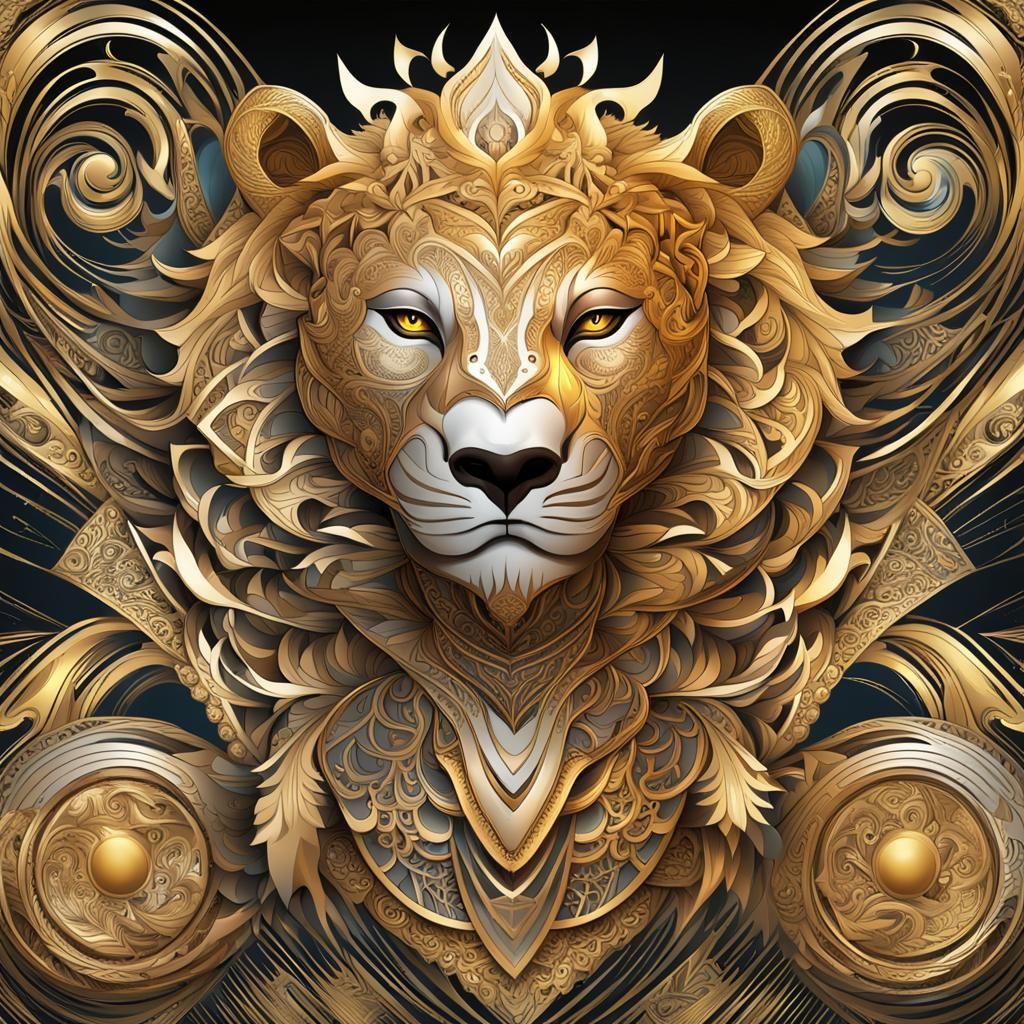 Fierce Golden Armored Warrior Woman: Vector Art