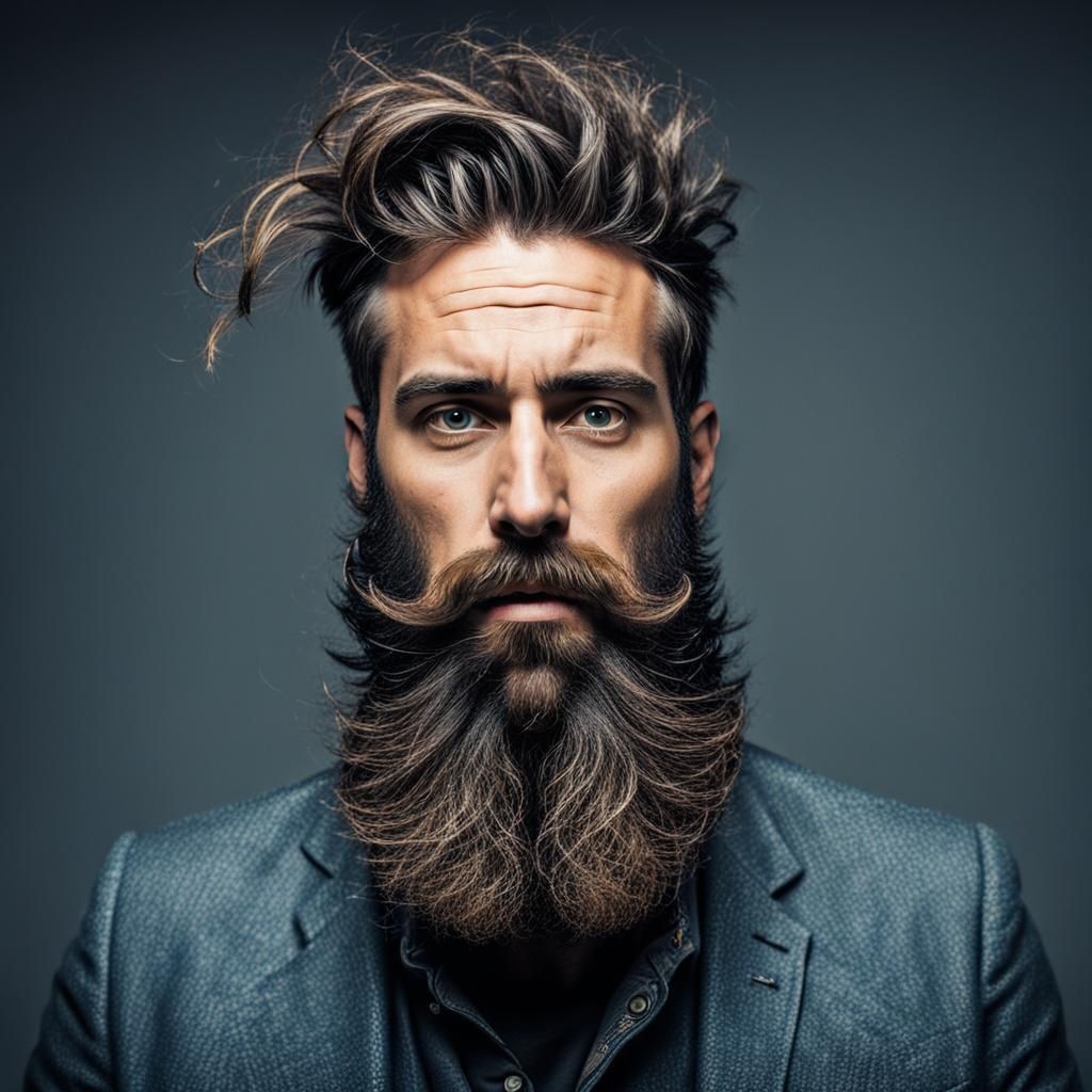 Extravagant Beard Portrait of a Happy Young Man