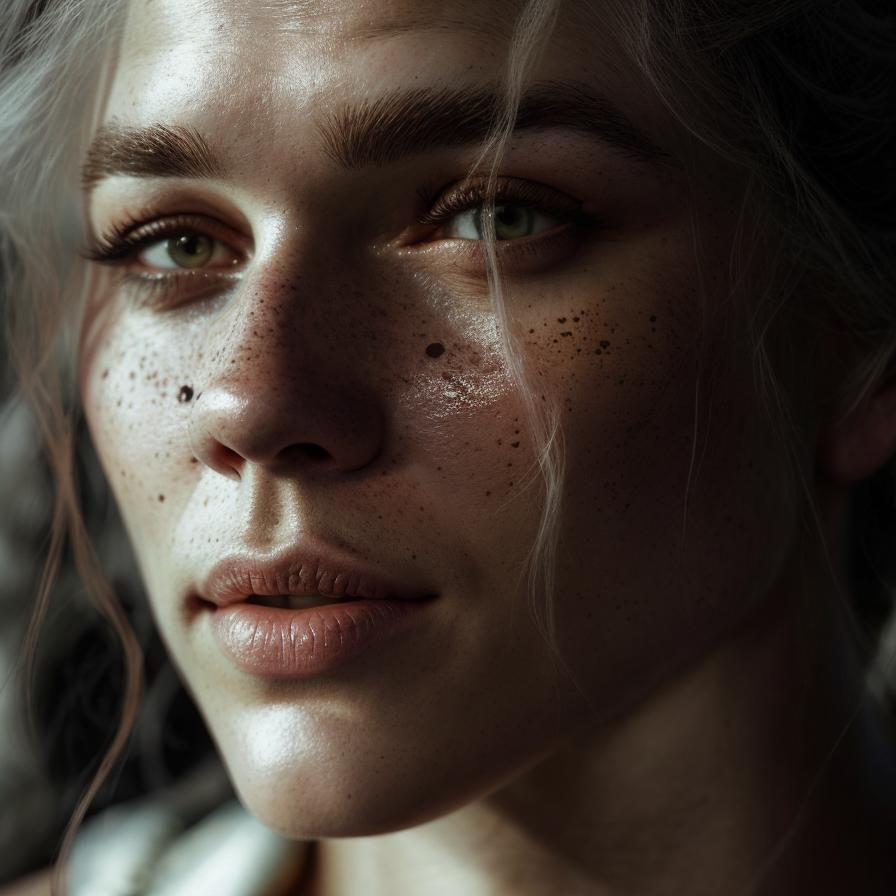 Attractive Freckled Girl Portrait