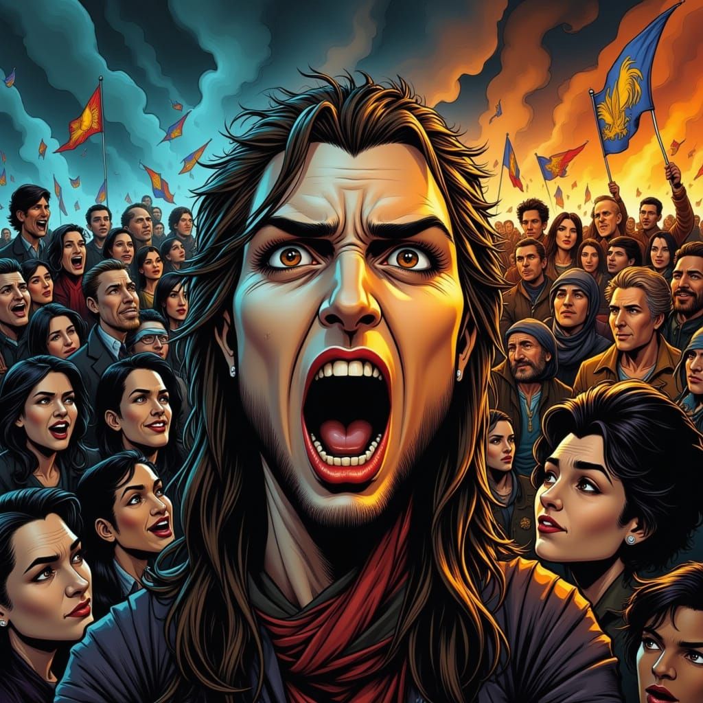 Agitation vs Motivation: Contrasting Crowds in Comic Style