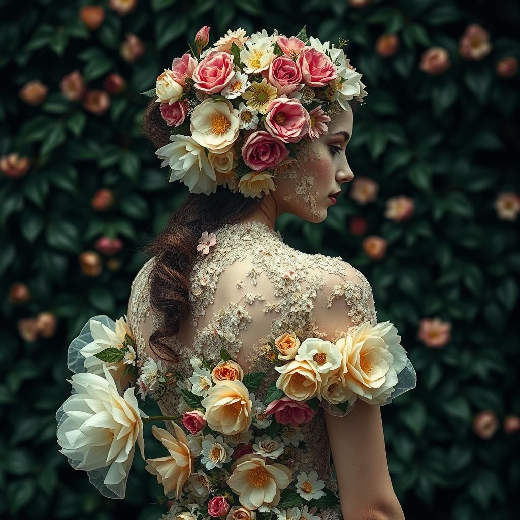 Woman in Floral Dress Digital Matte Painting