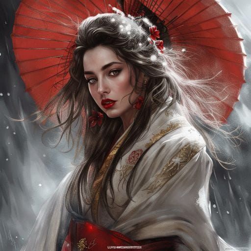 Elegant Geisha Portrait in Fantasy Art Style