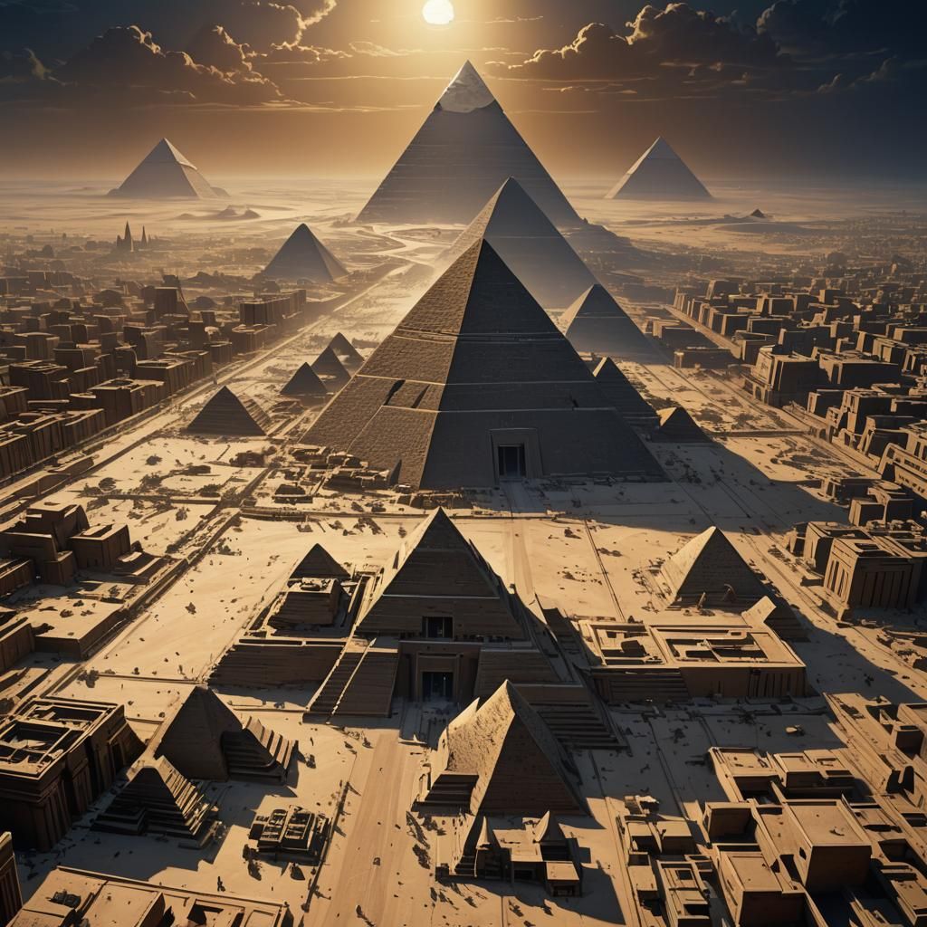 Ancient Egypt Metropolis: Syd Mead Inspired Star Pyramids