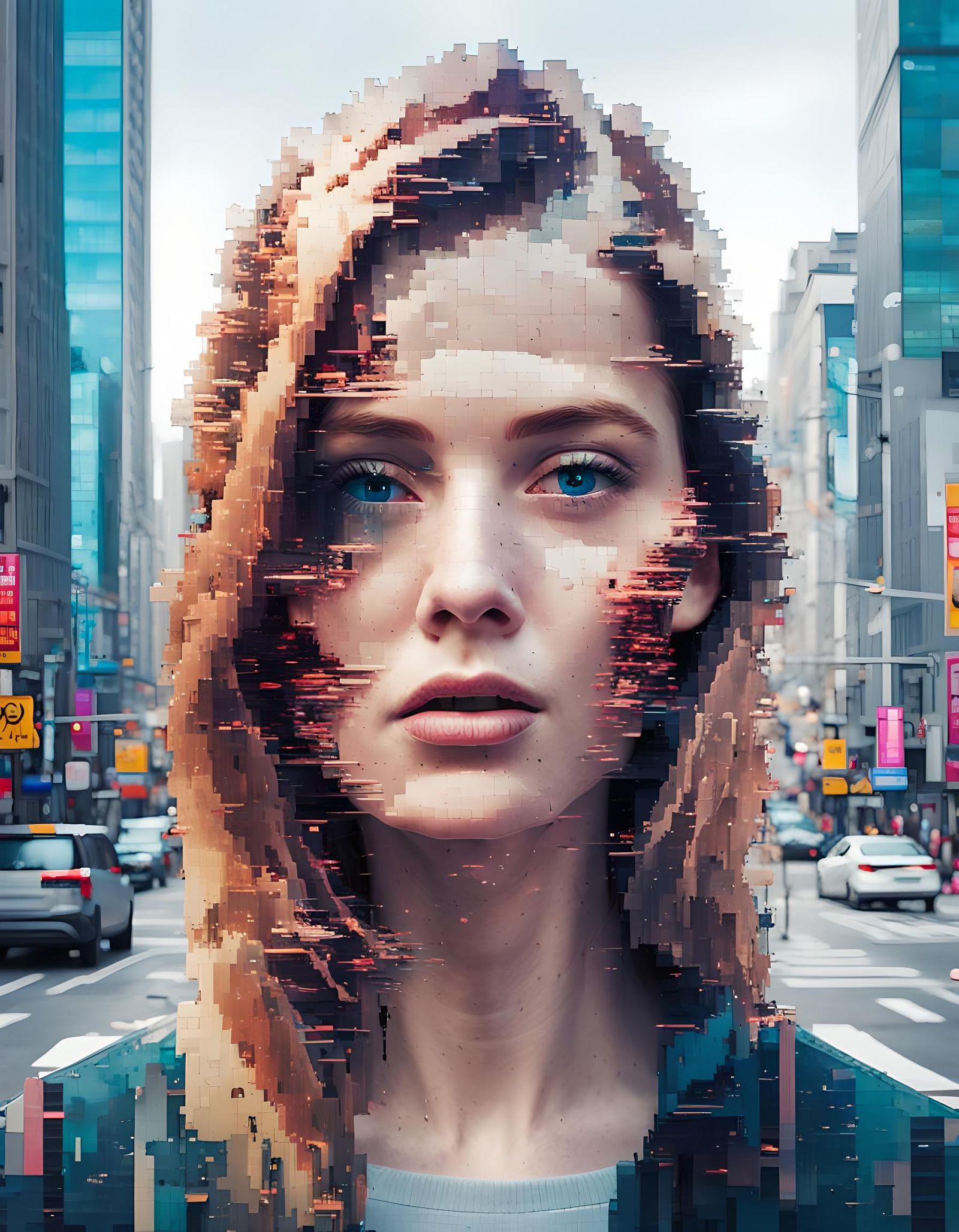 Pixelated Portraits and Glitch Art Cityscapes