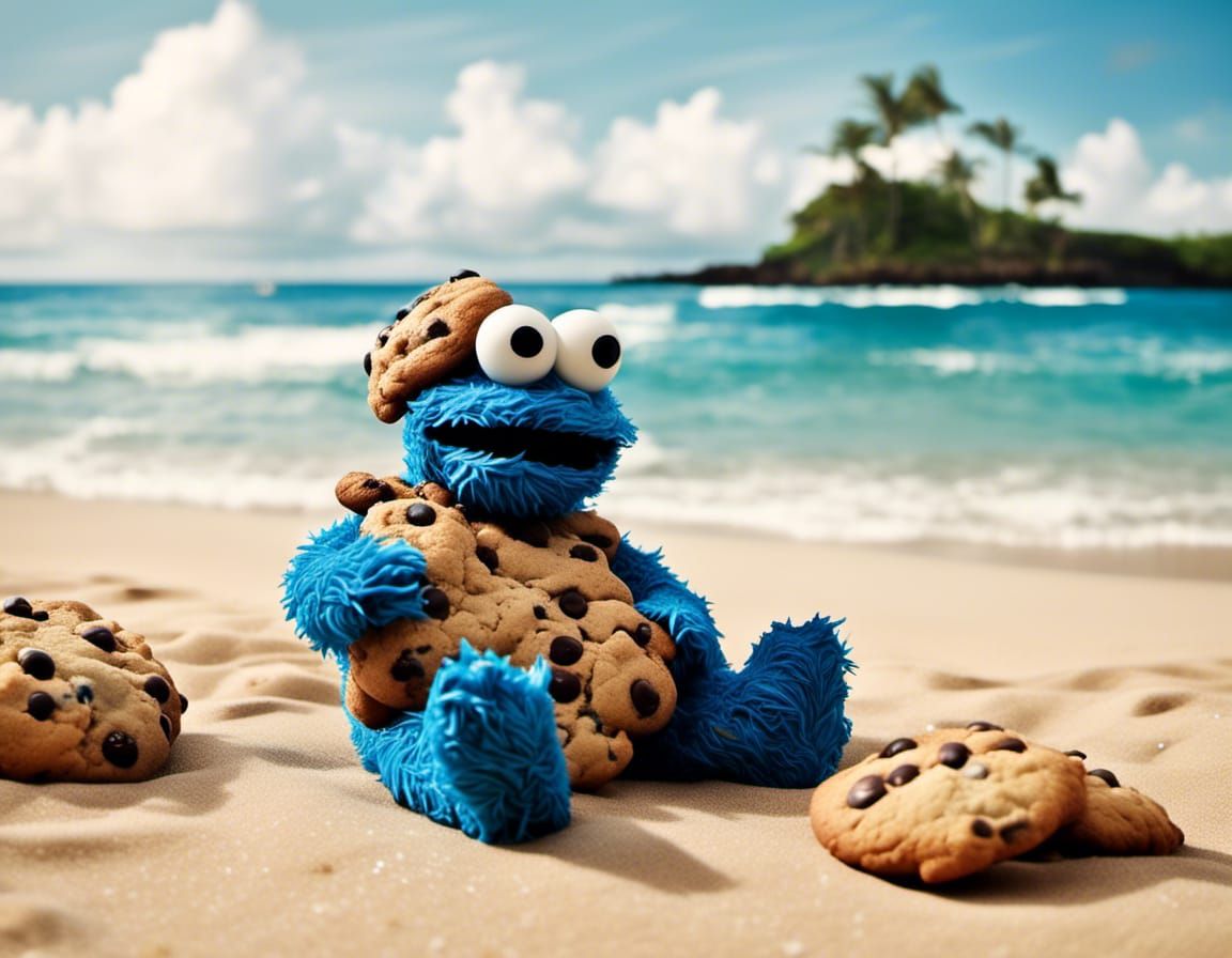 Cookie Monster's Relaxing Hawaiian Beach Vacation