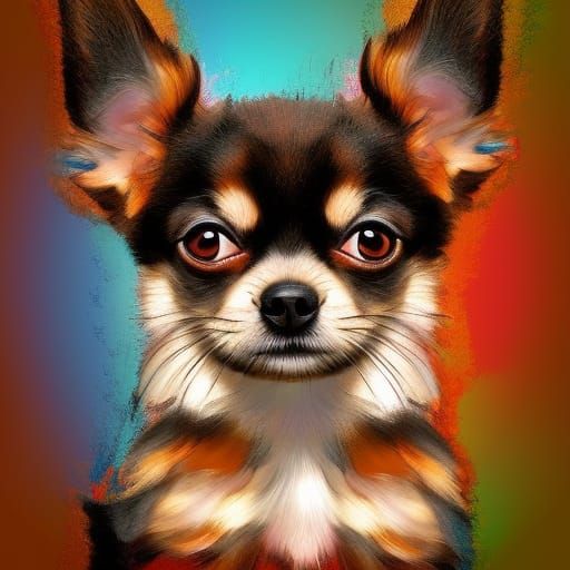 Fluffy Chihuahua in Van Gogh Style