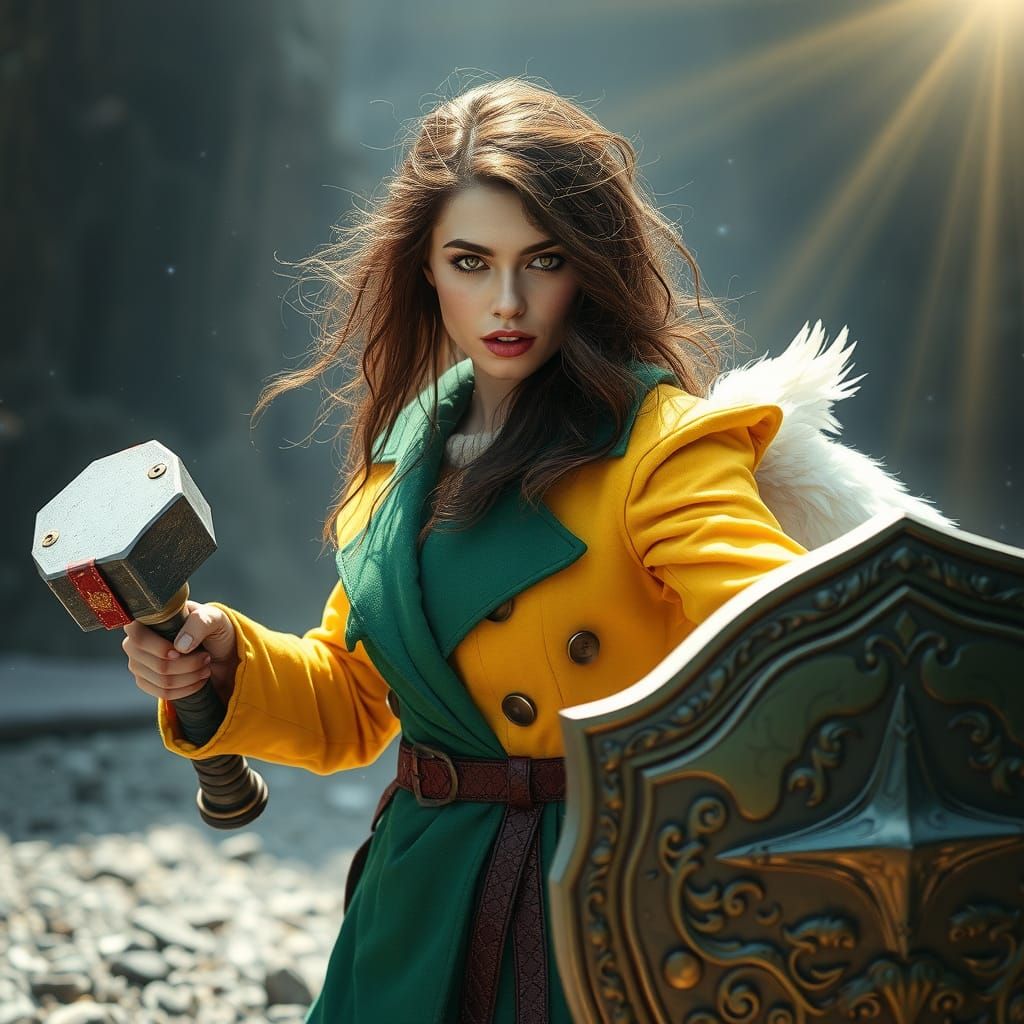 Heroic Woman Defies Darkness in Hades' Cave