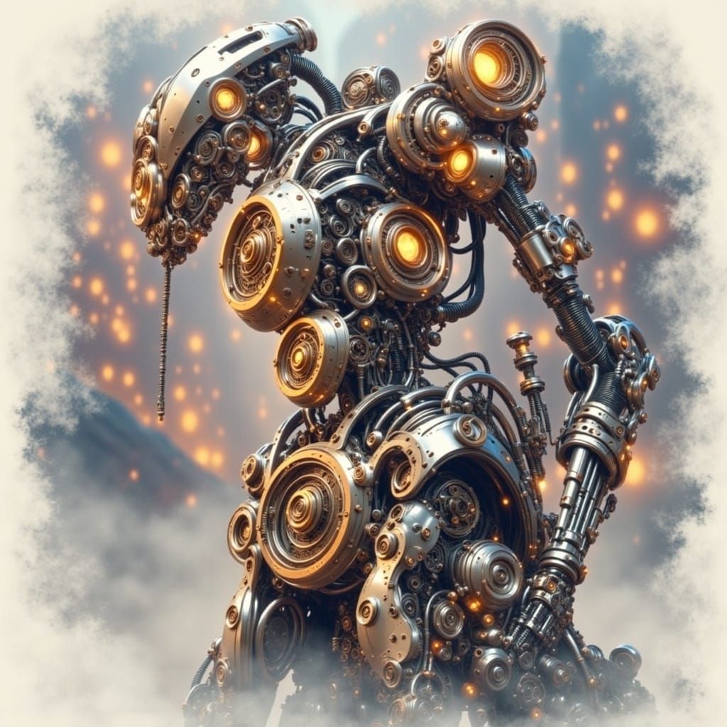 Steampunk Cyborg in Detailed Digital Painting Style
