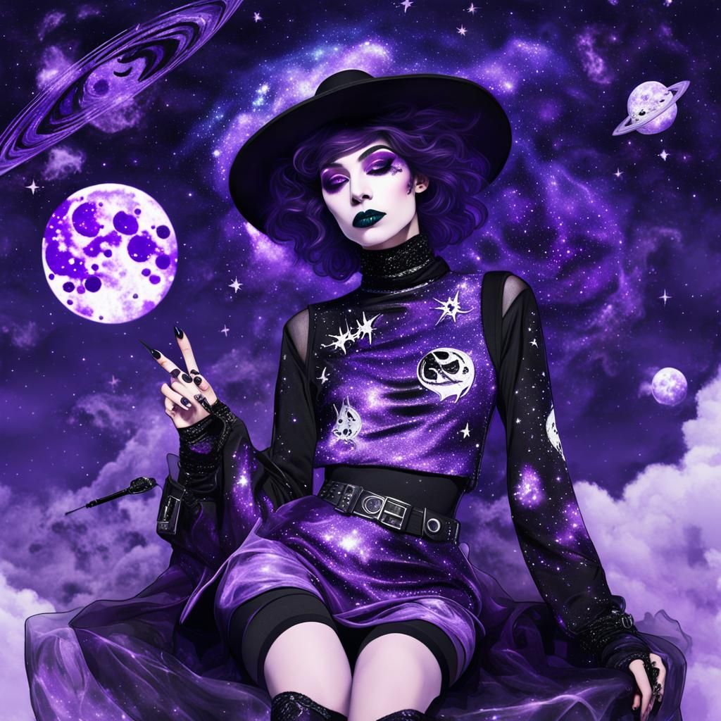 Glam Goth Wizard in Space, Anime Style