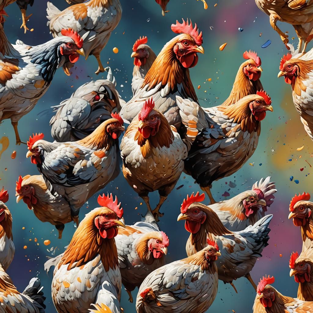 Hyperrealistic Chicken Portrait in Splash Art Style