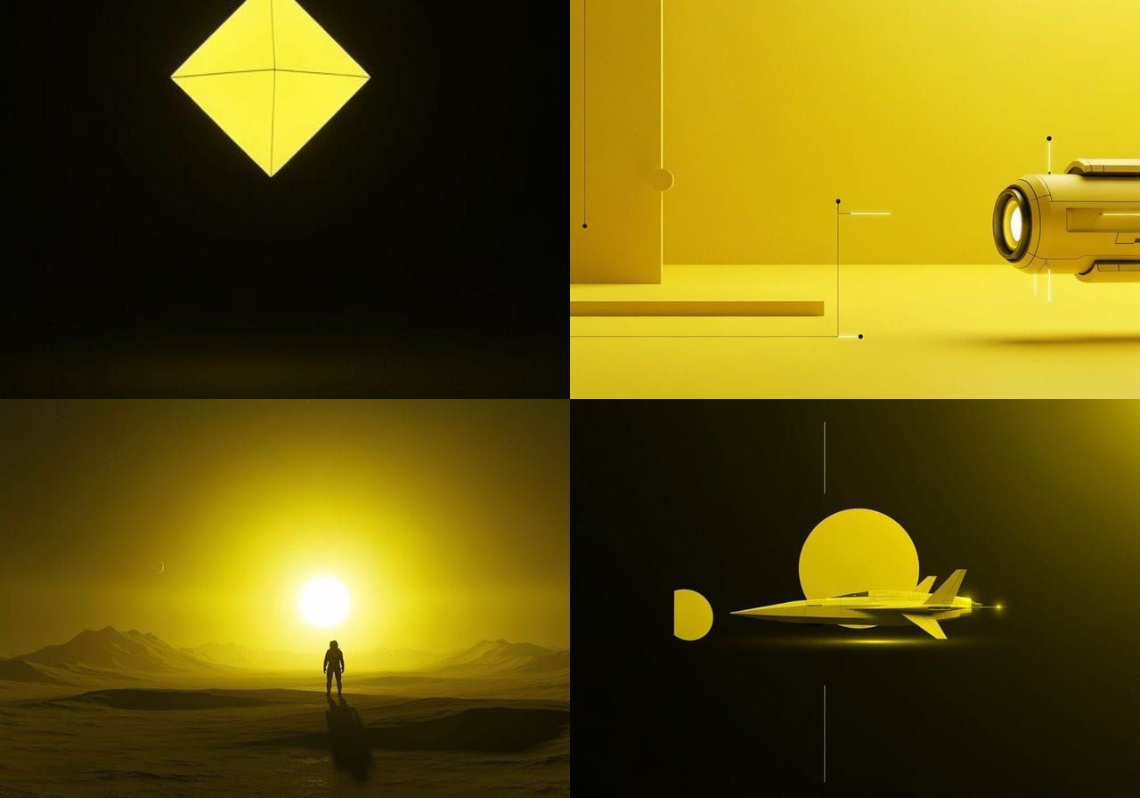 Minimalist Sci-Fi Scene in Dominant Yellow